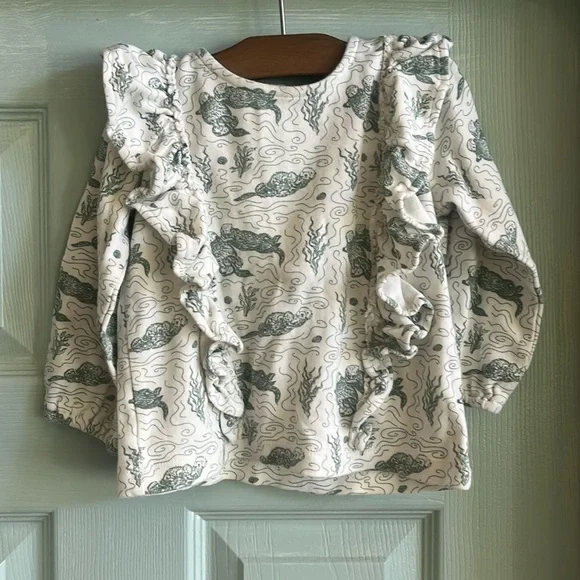 Kate Quinn 18-24m long sleeve ruffle sea otter print - Picture 1 of 2